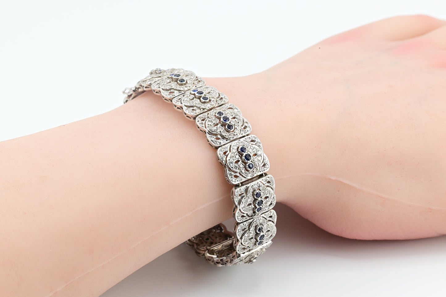 Art Deco Style 18K White Gold Diamond Bracelet 4.92 Carats 28.65 Grams