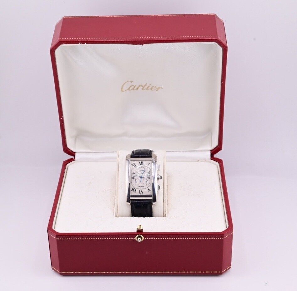 Cartier Tank Americaine 18K White Gold Chronograph Men`s Watch Ref. 2312