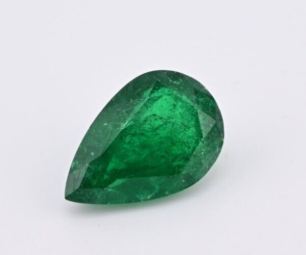 Exceptional Deep Green Natural Emerald Pear Shape Stone GIA Certified 3.53 Carat