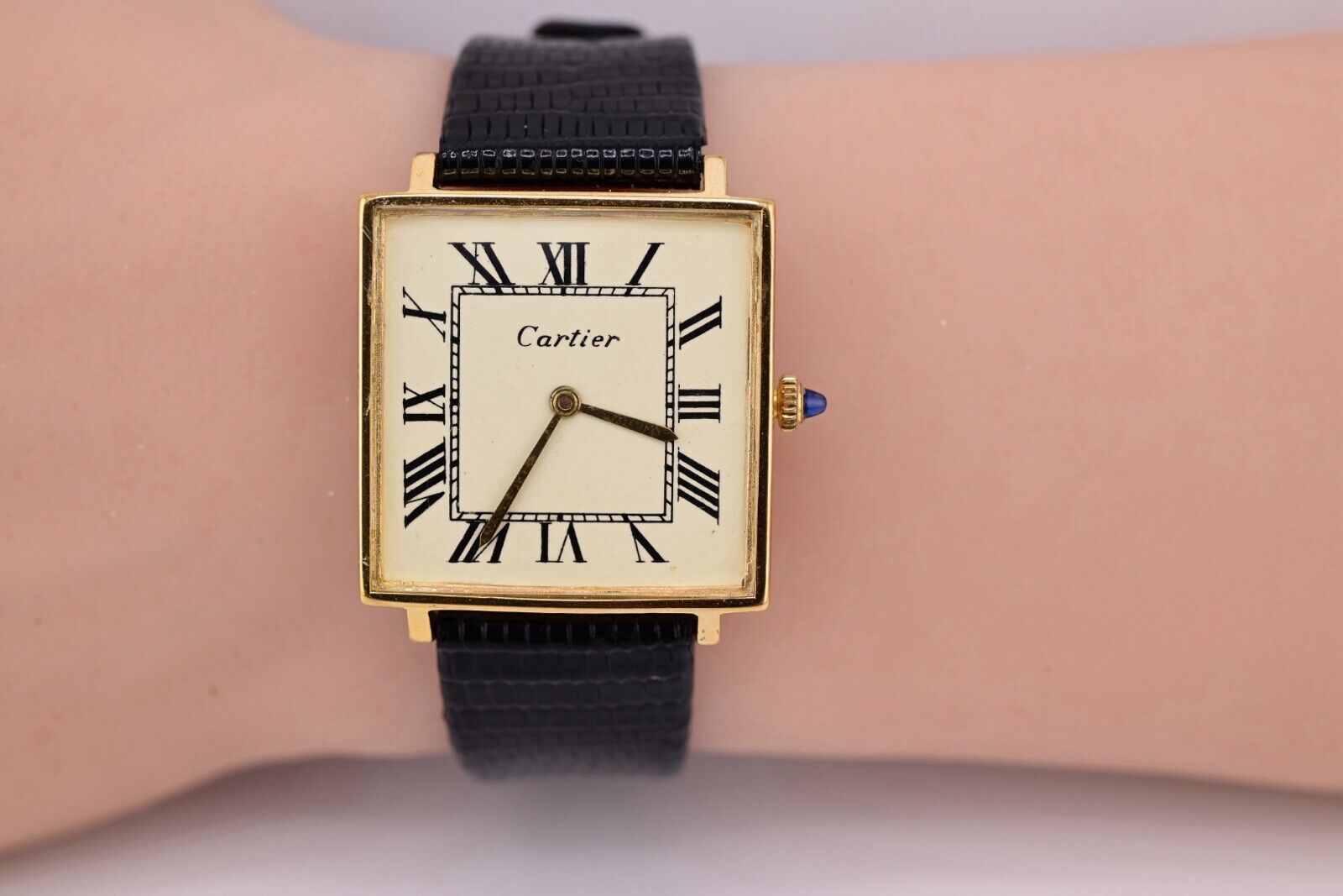 Rare Cartier Tank Electroplated Square Face Watch Ref 1335