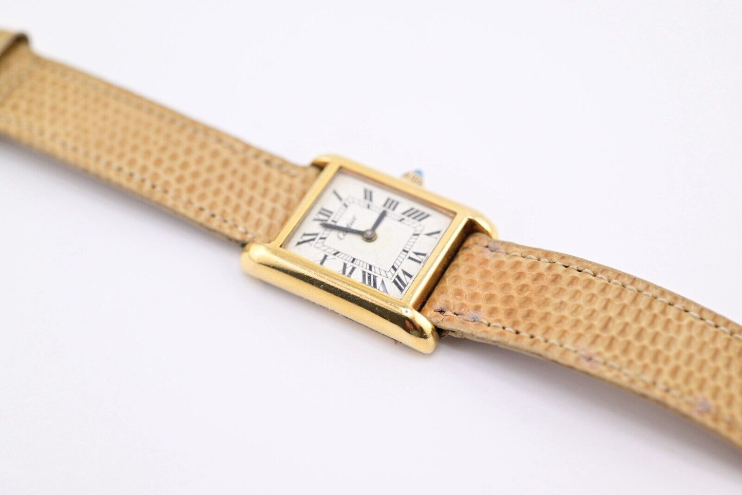 Cartier Tank  Mid Size 18K Electroplated 23x28mm Rare Spider Crack Dial