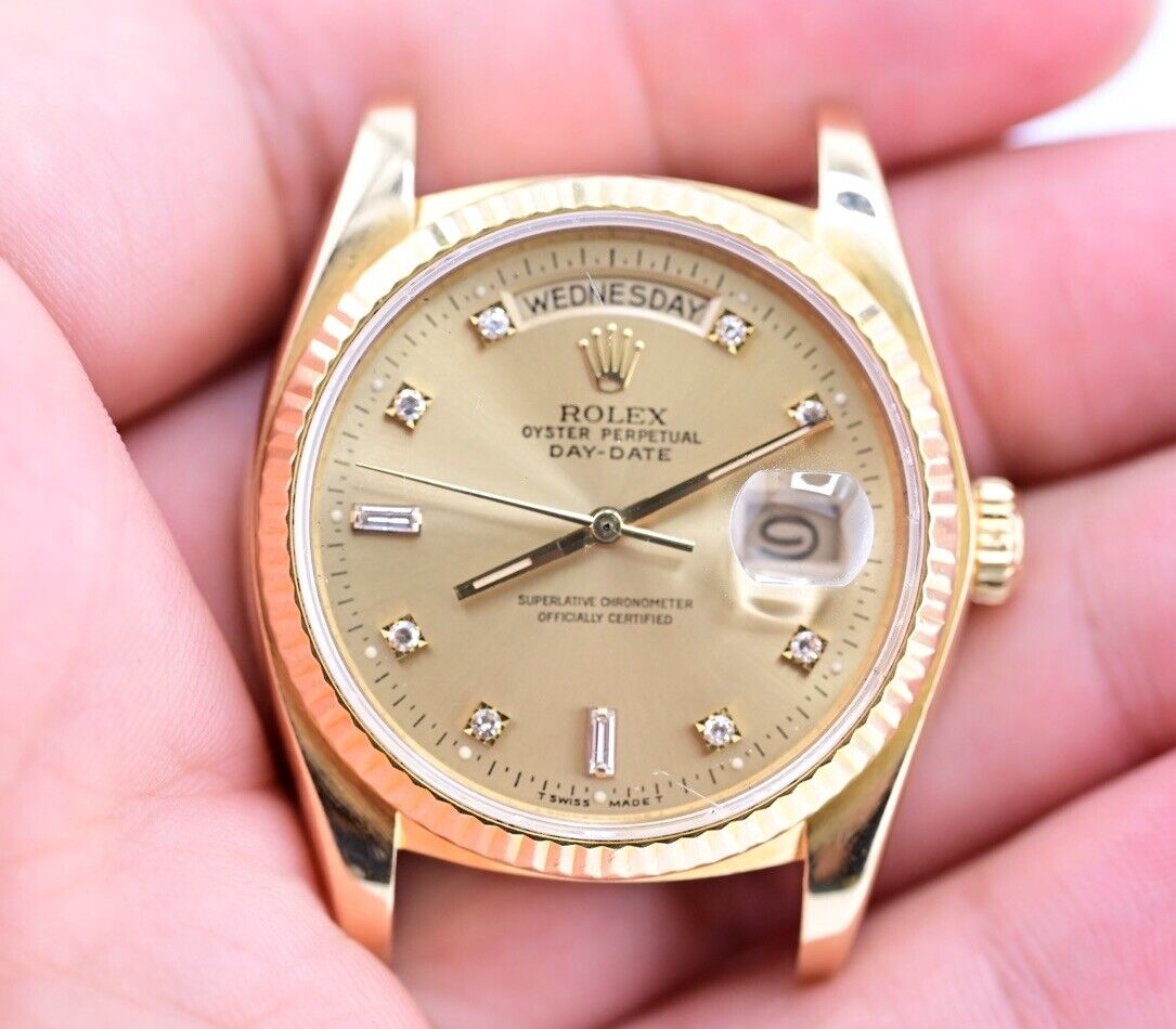 Rolex 18038 Single Quickset Presdiential Day Date 36 MM With Diamond Dial