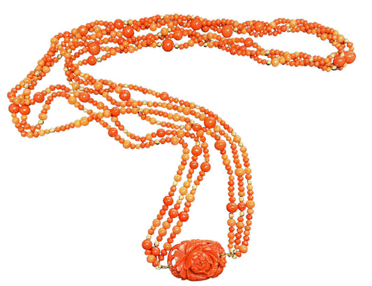 Gorgeous Antique Coral Necklace Fine Quality 99 Grams