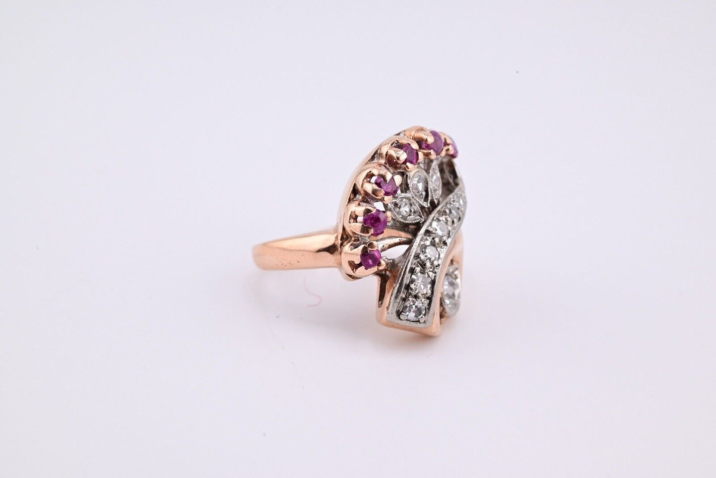 Antique Ruby & Diamond Ring Victorian Period 10.62 Grams