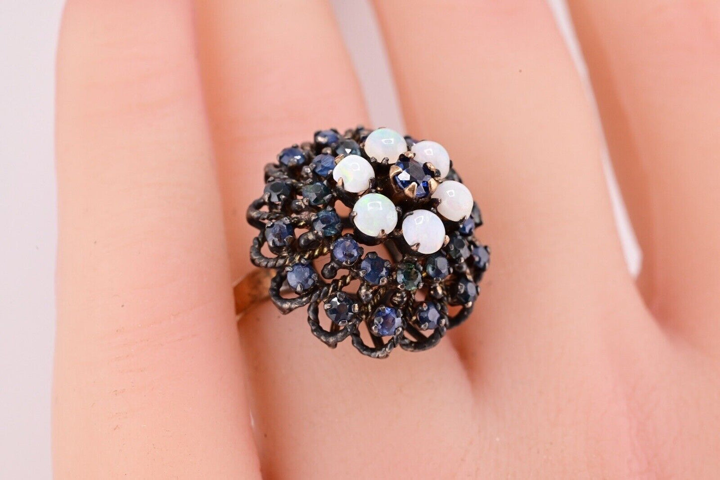 18K Yellow Gold Antique Sapphire & Opal Ring
