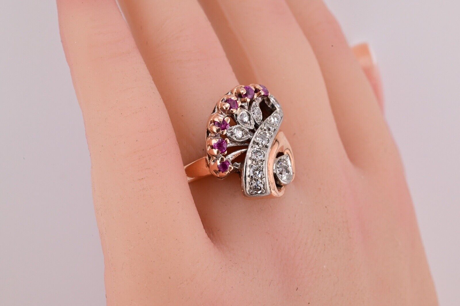 Antique Ruby & Diamond Ring Victorian Period 10.62 Grams