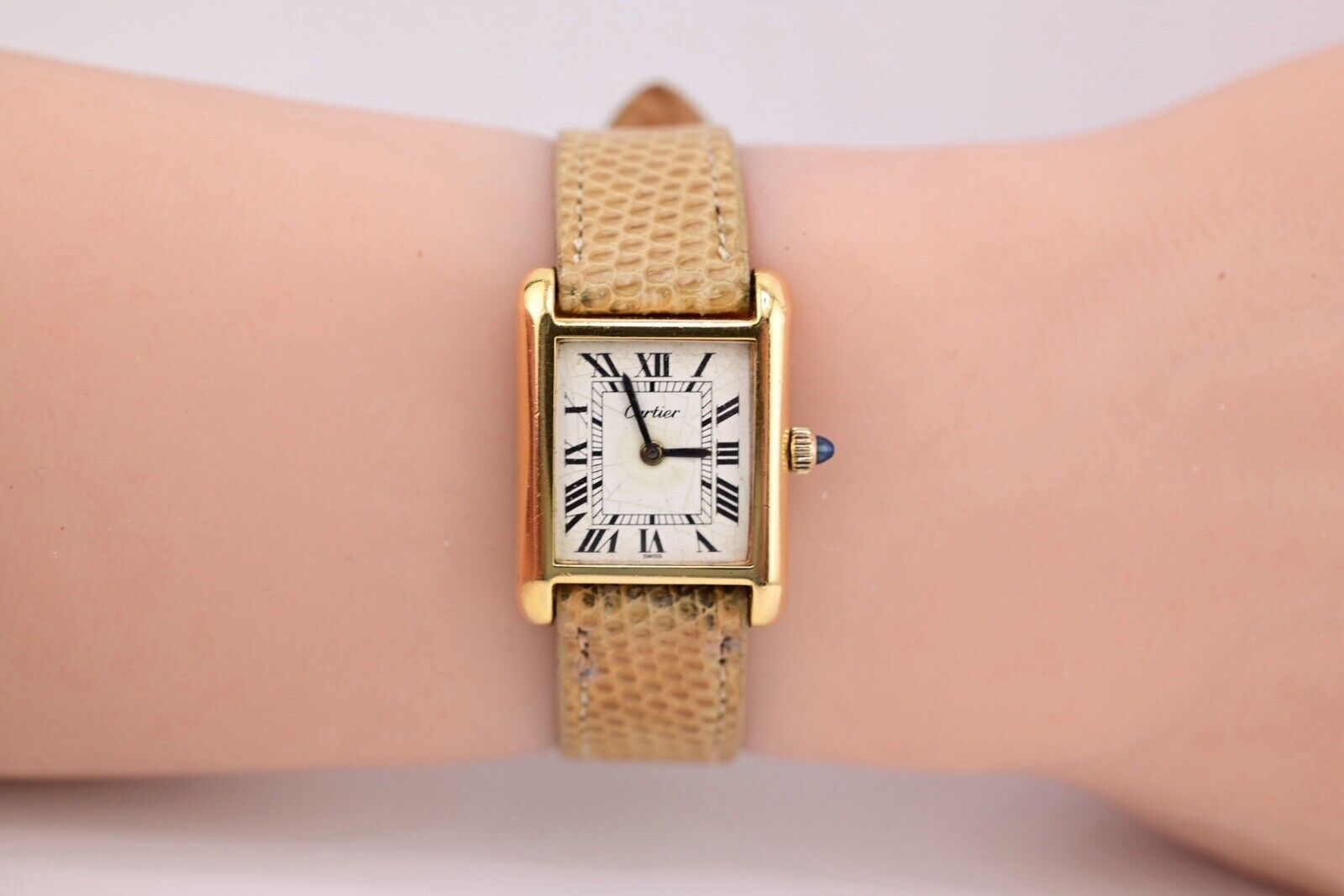 Cartier Tank  Mid Size 18K Electroplated 23x28mm Rare Spider Crack Dial