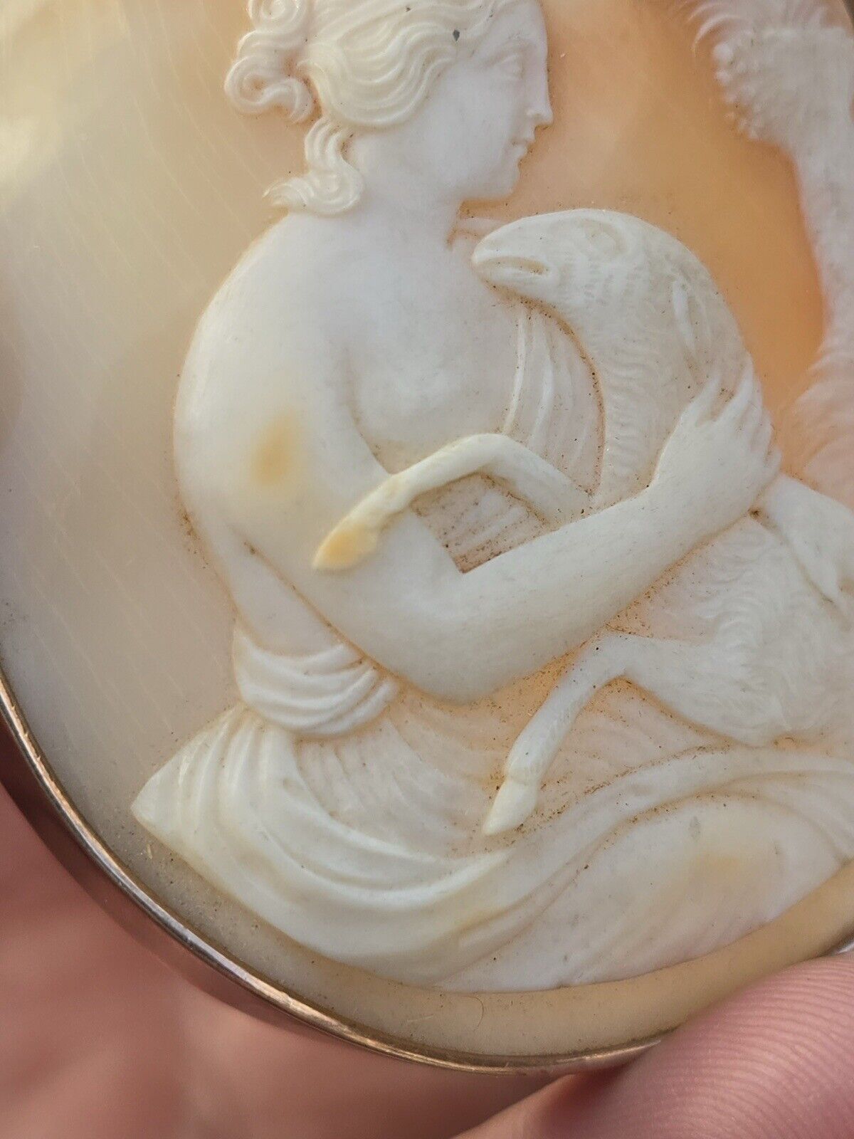 Exceptional Quality 14K Yellow Gold Cameo Brooch With Superb Carving