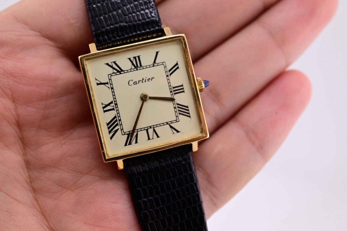 Rare Cartier Tank Electroplated Square Face Watch Ref 1335