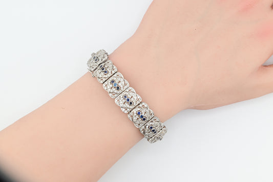 Art Deco Style 18K White Gold Diamond Bracelet 4.92 Carats 28.65 Grams
