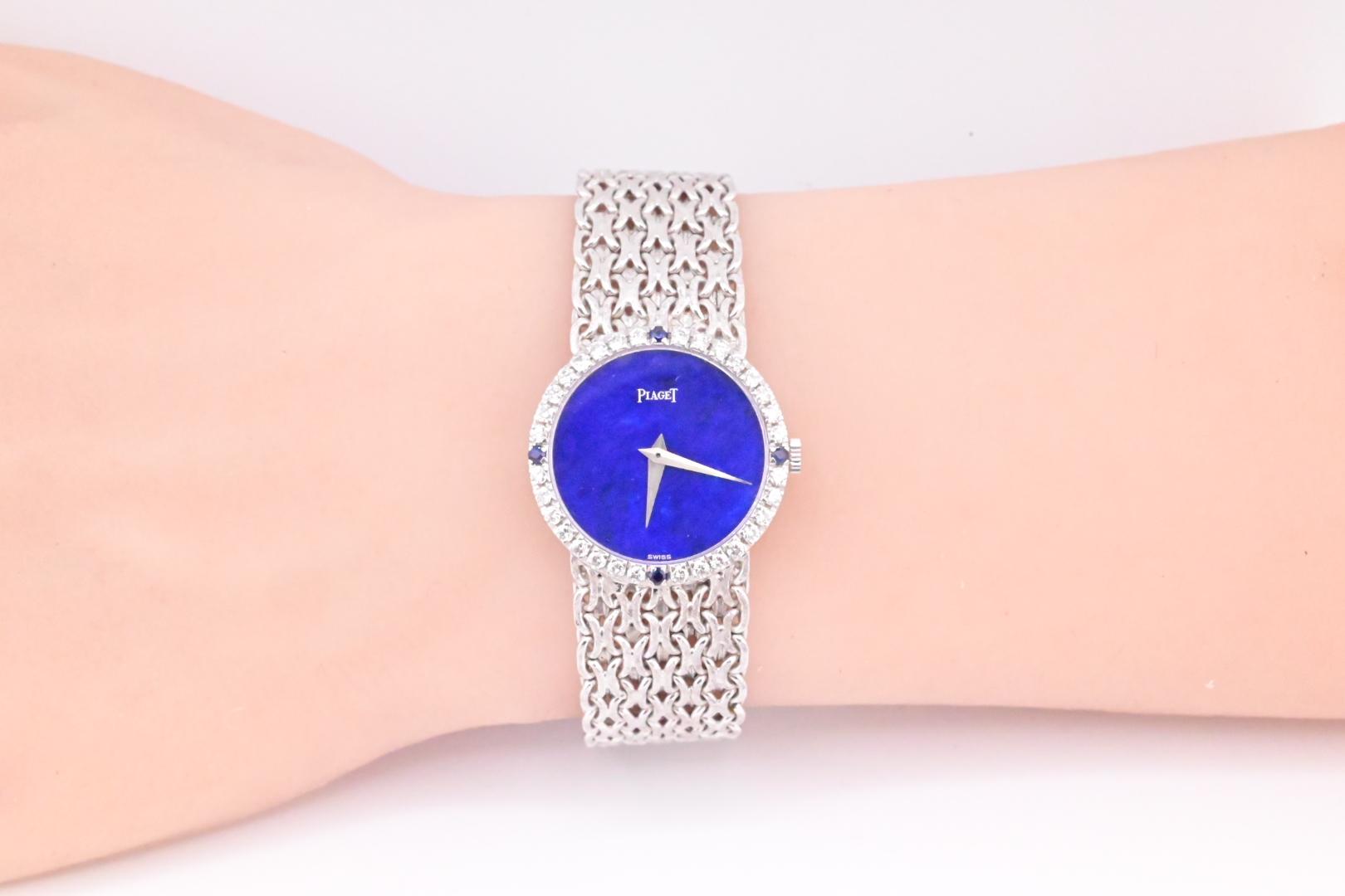 Super Gorgeous 18K White Gold Piaget Ladies Watch Lapis Dial 926 M22 Ref