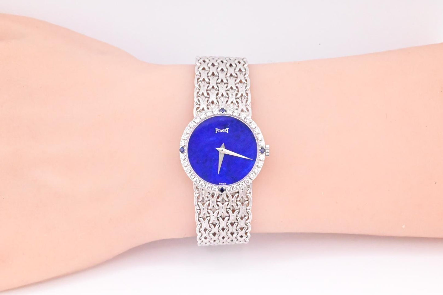 Super Gorgeous 18K White Gold Piaget Ladies Watch Lapis Dial 926 M22 Ref