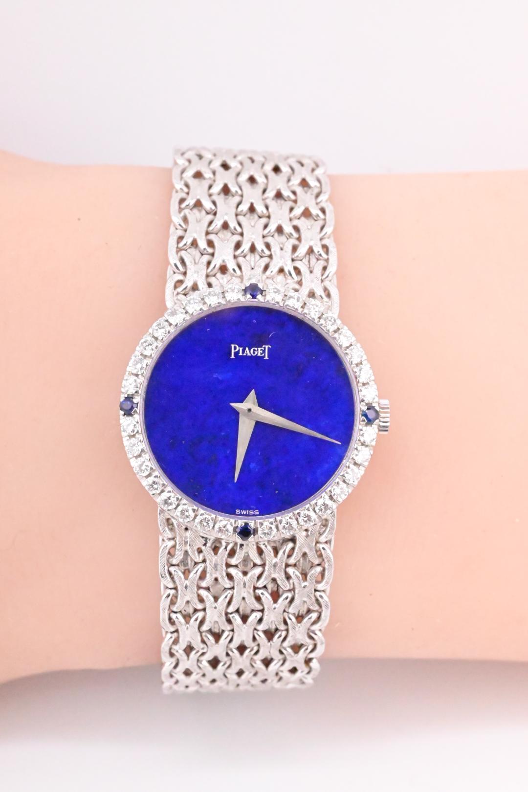 Super Gorgeous 18K White Gold Piaget Ladies Watch Lapis Dial 926 M22 Ref