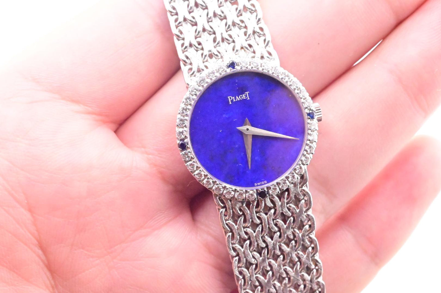 Super Gorgeous 18K White Gold Piaget Ladies Watch Lapis Dial 926 M22 Ref