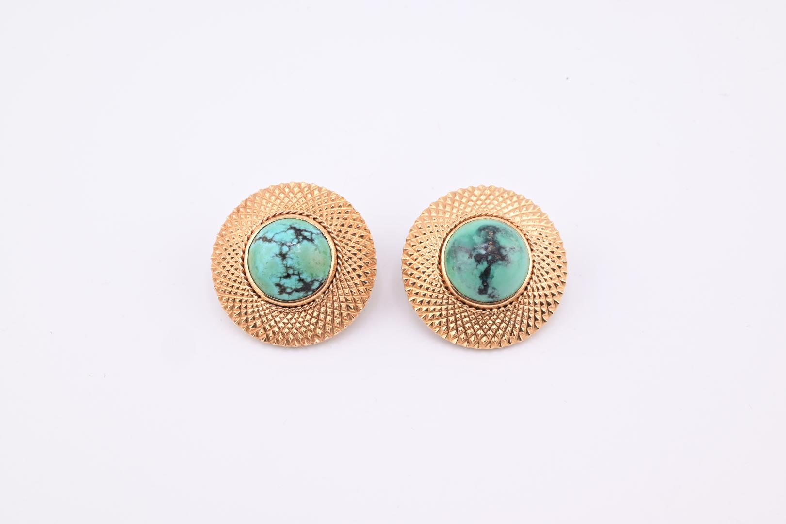 Beautiful Pair of H Stern Turquoise Earrings 18K