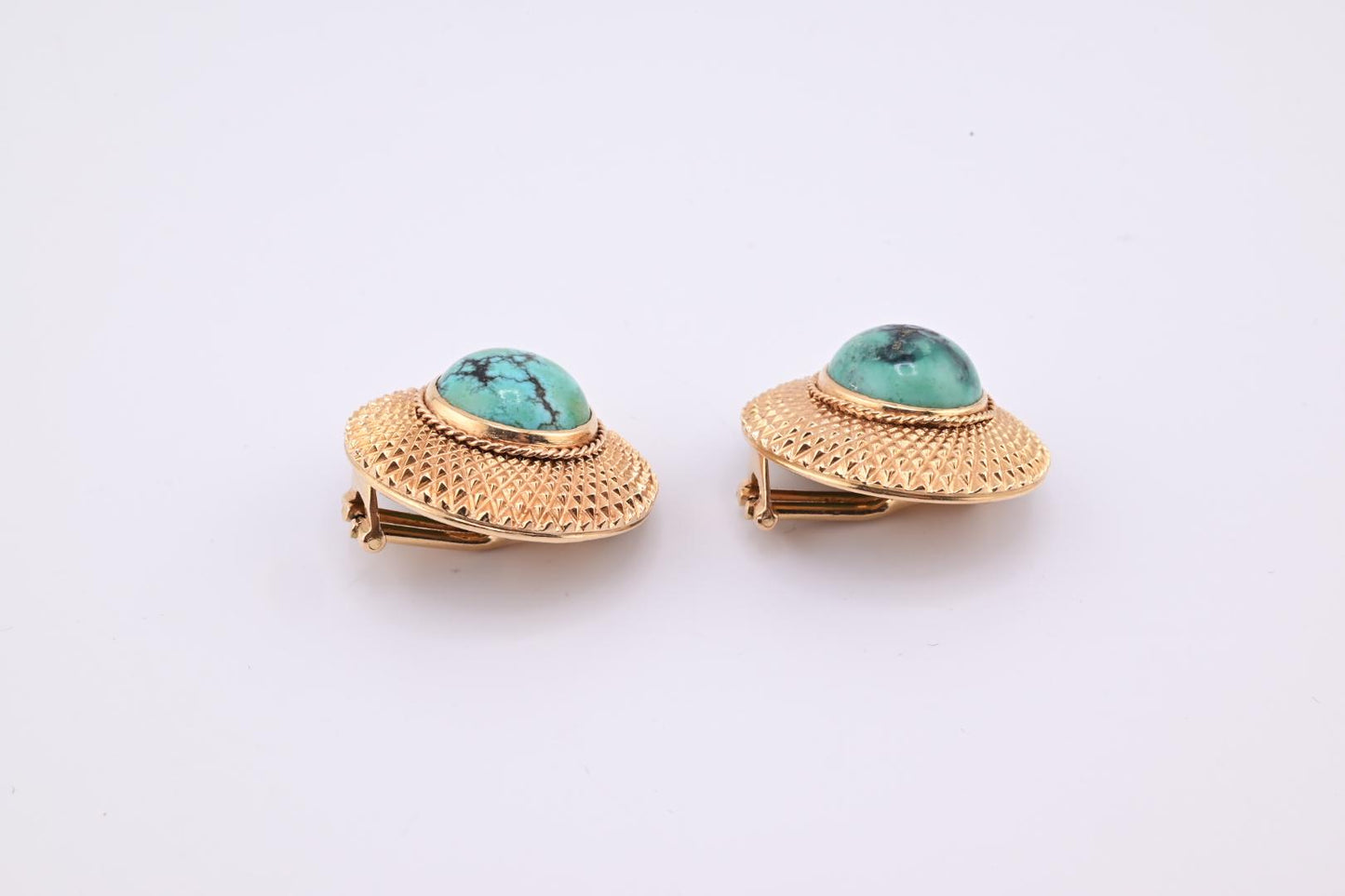 Beautiful Pair of H Stern Turquoise Earrings 18K