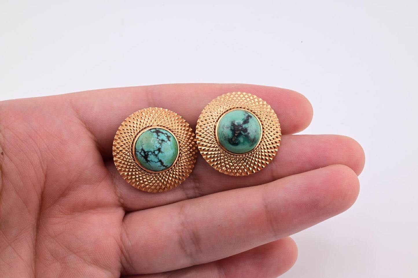 Beautiful Pair of H Stern Turquoise Earrings 18K