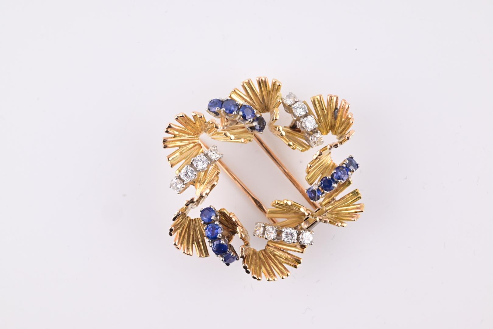 Exceptional H Stern 18K Diamond & Sapphire Brooch