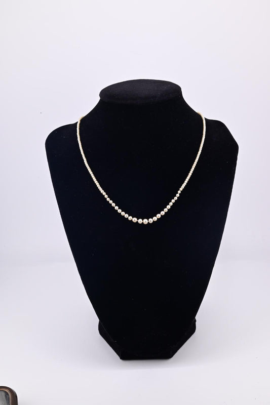 Super Art Deco Period Pearl Necklace With Diamond & Emerald Clasp