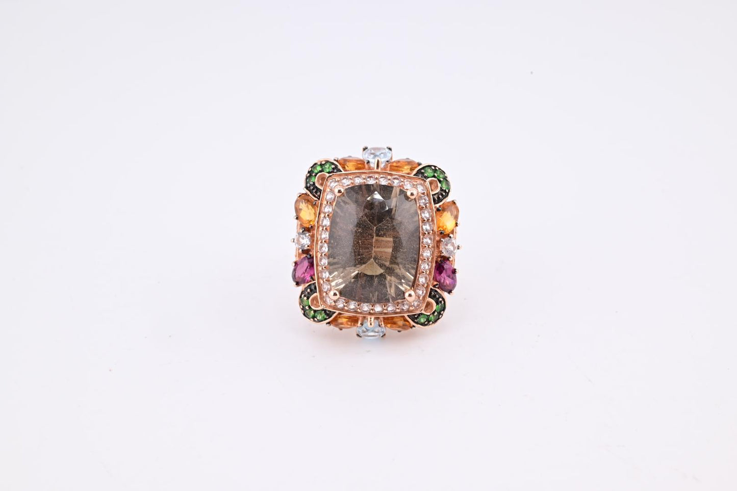 14K Rose Gold Levian Ring With Smokey Quartz Fine Beautiful Color Gemstones