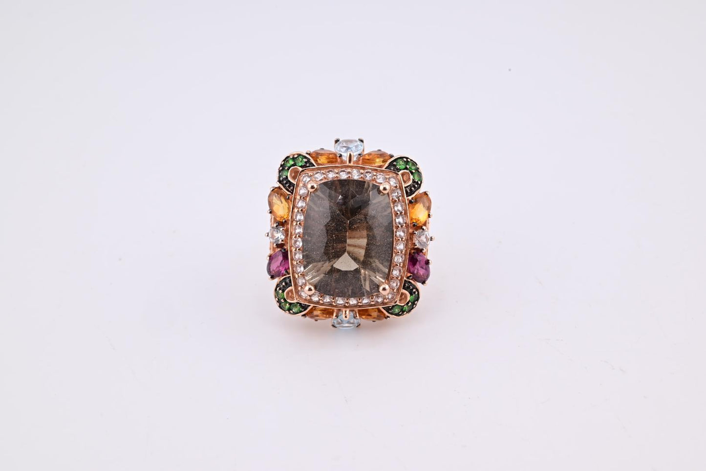 14K Rose Gold Levian Ring With Smokey Quartz Fine Beautiful Color Gemstones