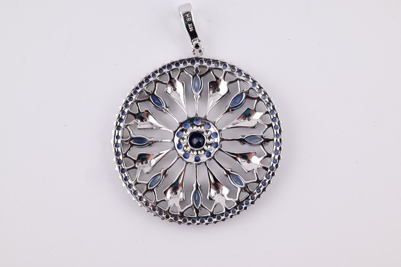 Gorgeous EFFY BH Diamond & Sapphire Pendant 14K White Gold