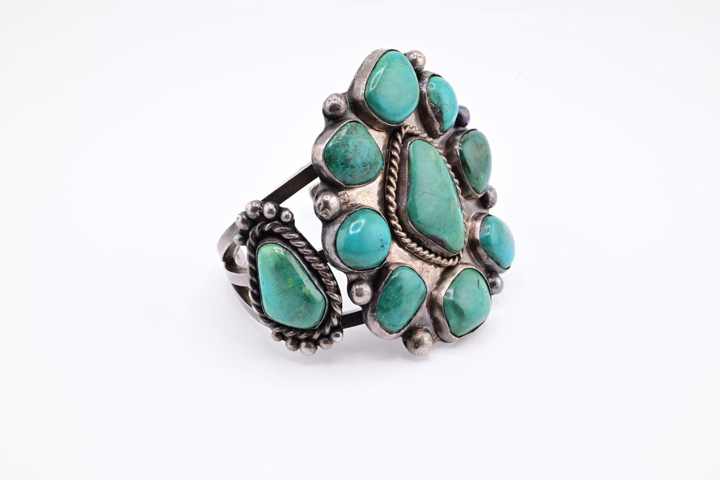 Massive Navajo Sterling Silver Turquoise Bracelet Cuff