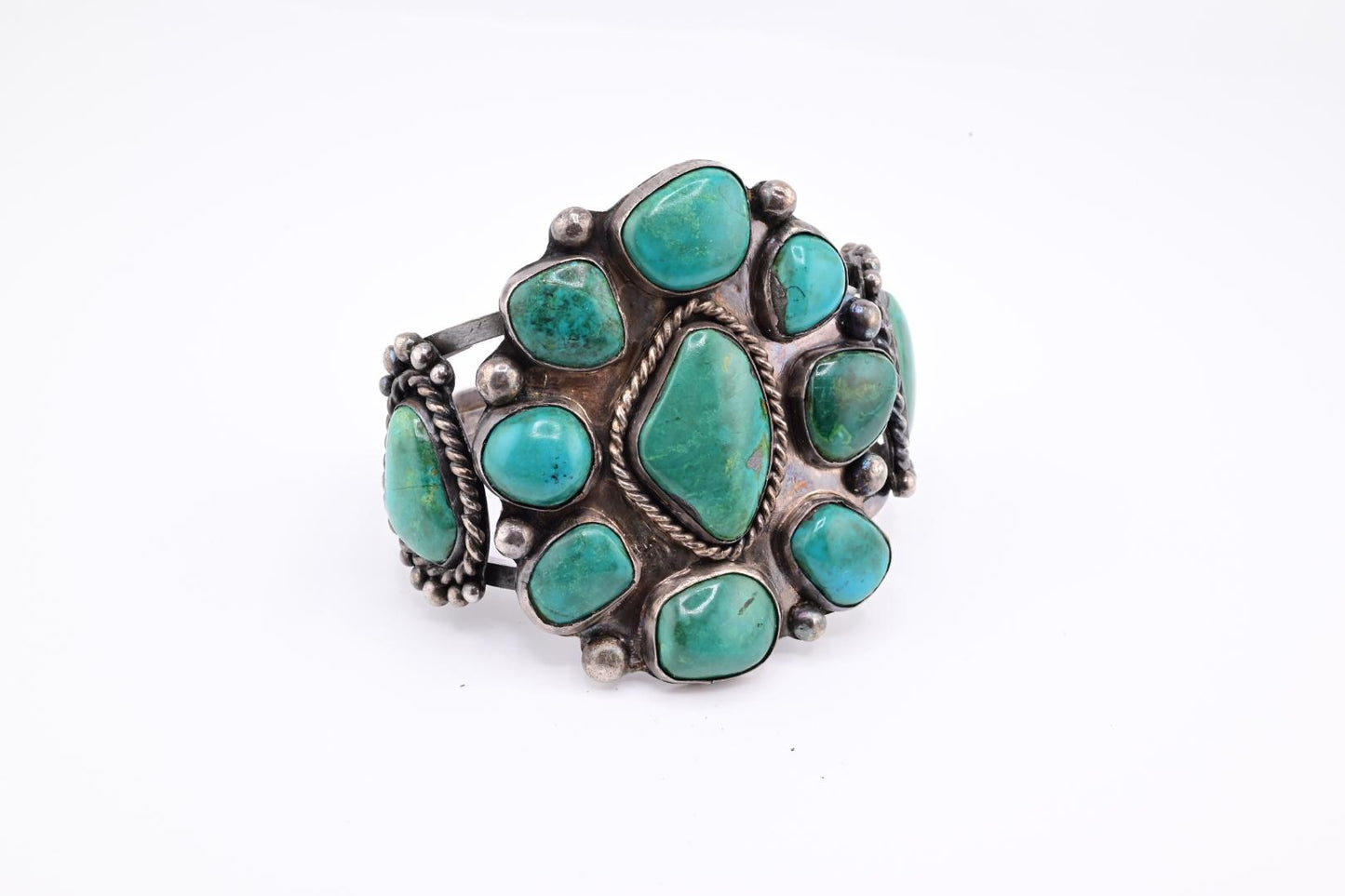 Massive Navajo Sterling Silver Turquoise Bracelet Cuff