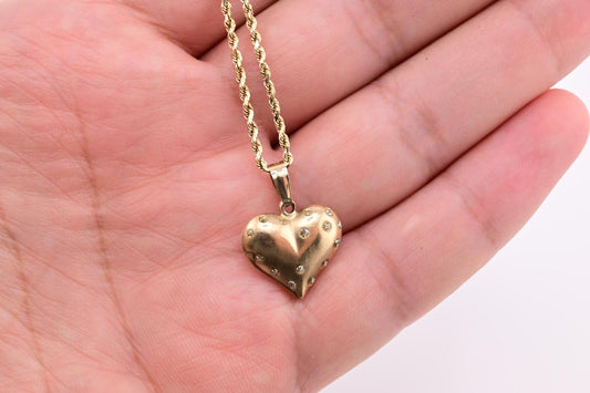 Fabulous 14K Yellow Gold Heart Shape Pedant & Chain