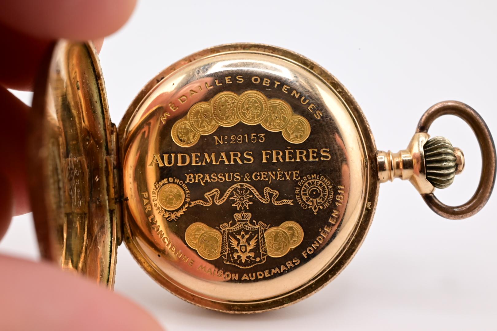 Exceptional Audemars Freres 14K Gold Enamel Pocket Watch