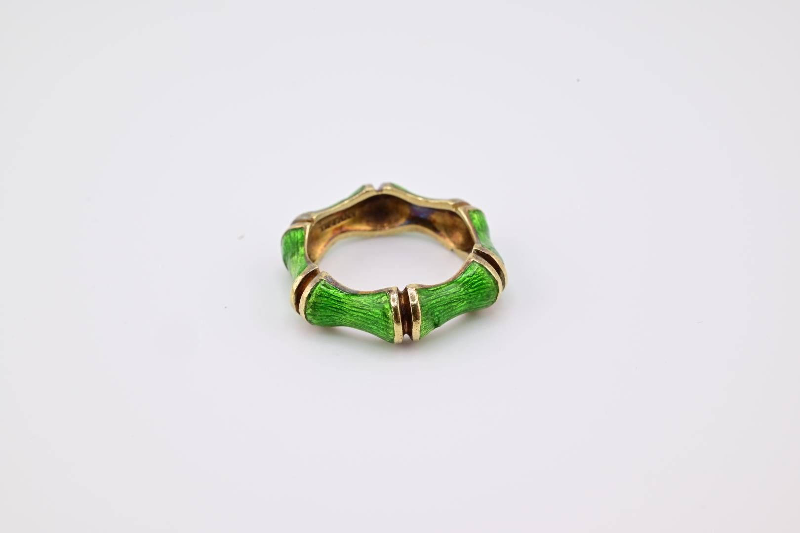 Gorgeous Tiffany & Co 18K Gold & Enamel Ring Size 7