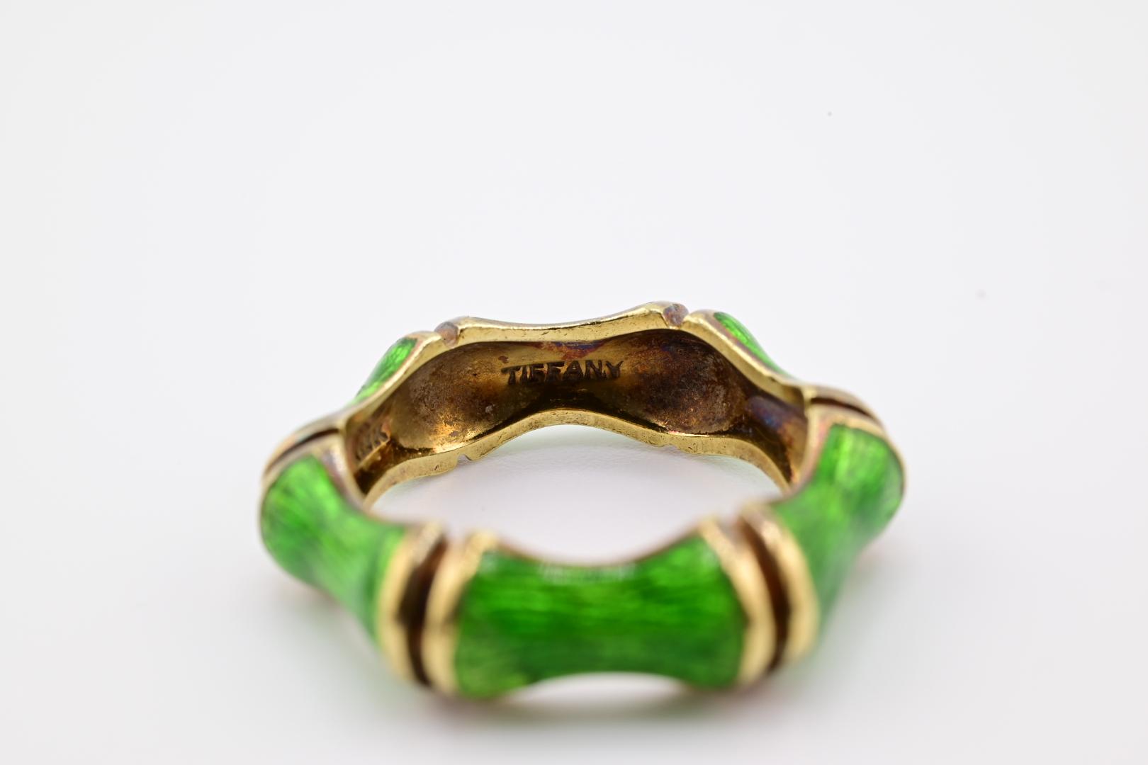 Gorgeous Tiffany & Co 18K Gold & Enamel Ring Size 7