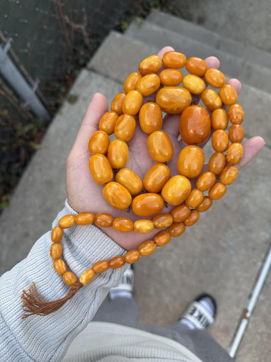 Gorgeous Antique Butterscotch Amber Necklace 155.8 Grams