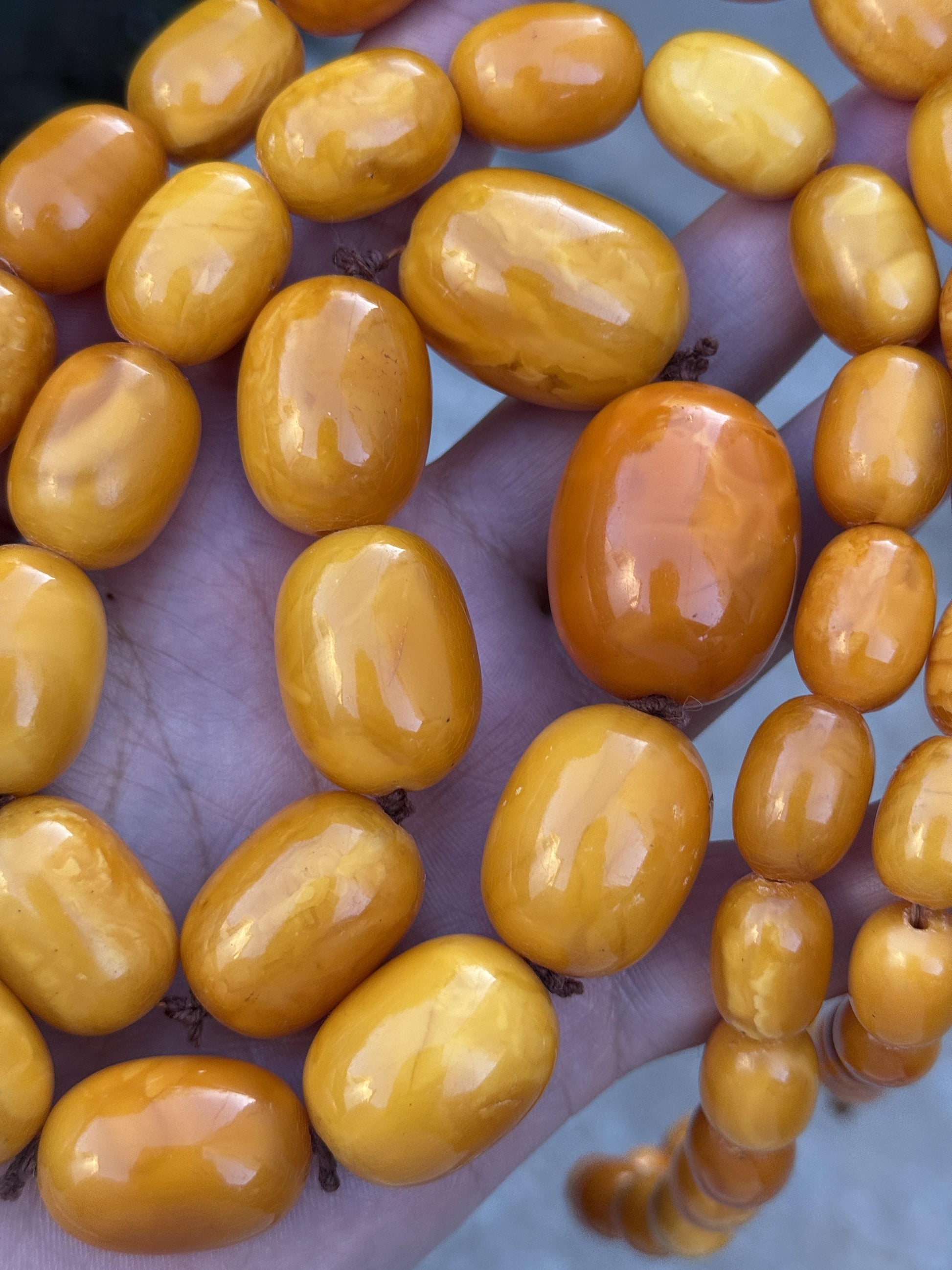 Gorgeous Antique Butterscotch Amber Necklace 155.8 Grams