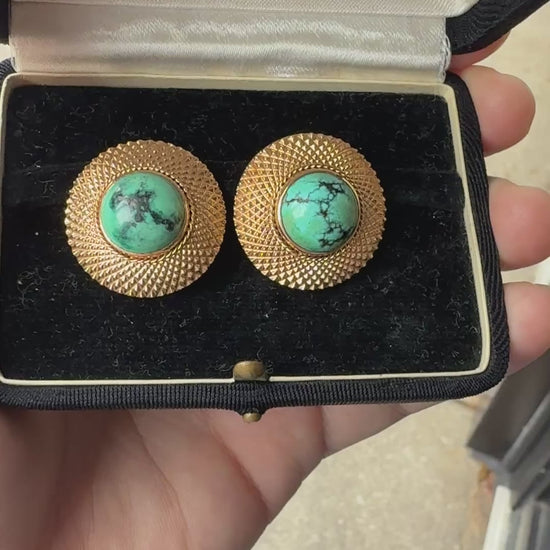 Beautiful Pair of H Stern Turquoise Earrings 18K